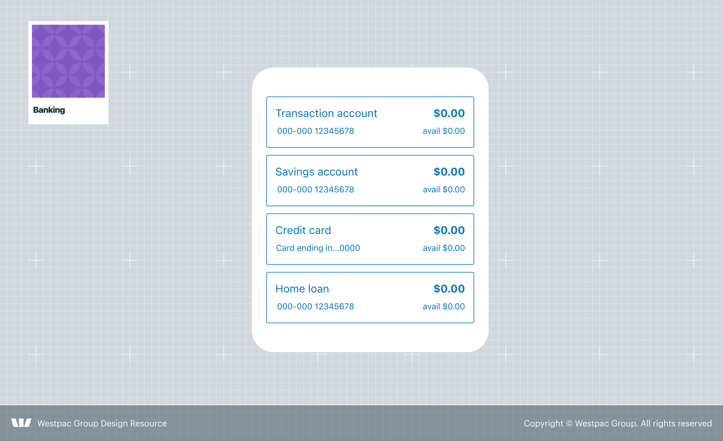 Stylised example image of a list of banking accounts as they would appear on a mobile phone.