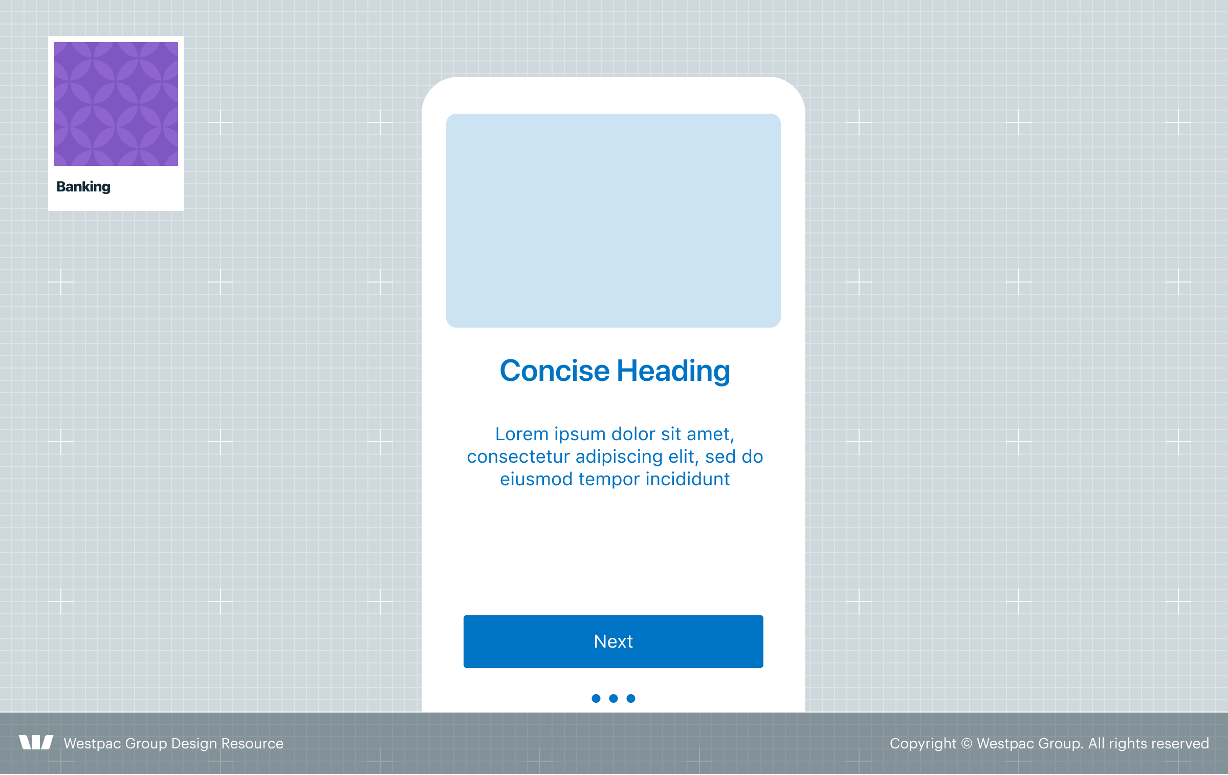 Stylised example image of a banking onboarding screen as it would appear on a mobile phone.