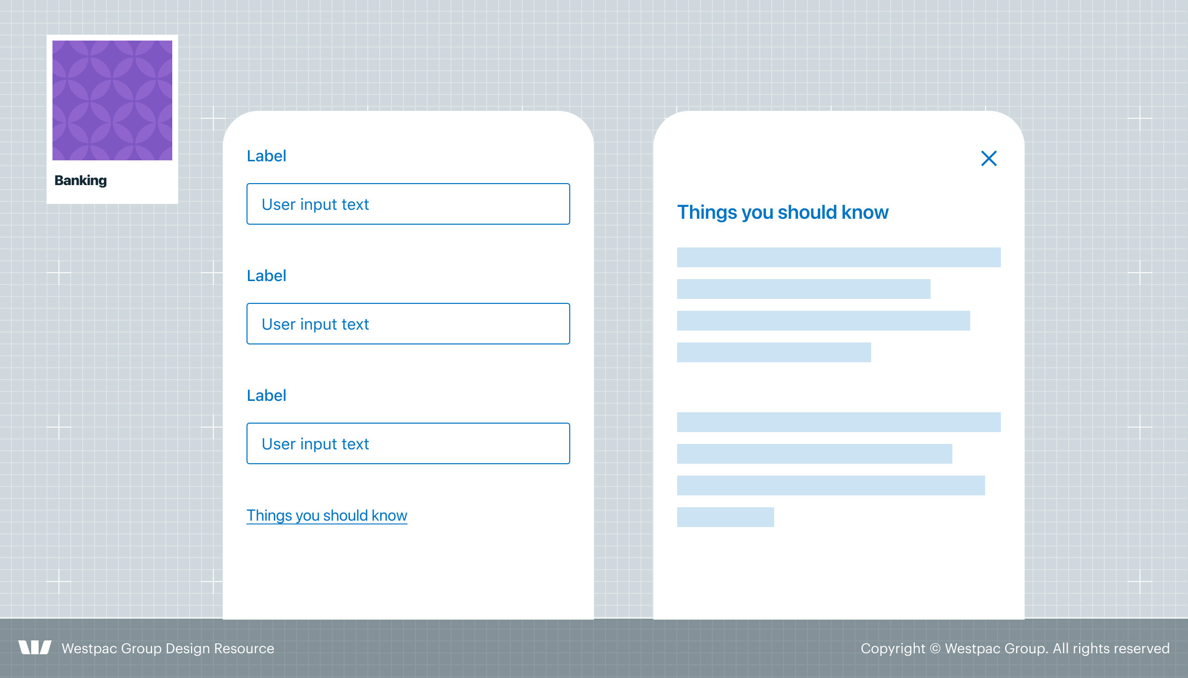 Stylised example image of form fields and Things you should know text as they would appear on a mobile phone.