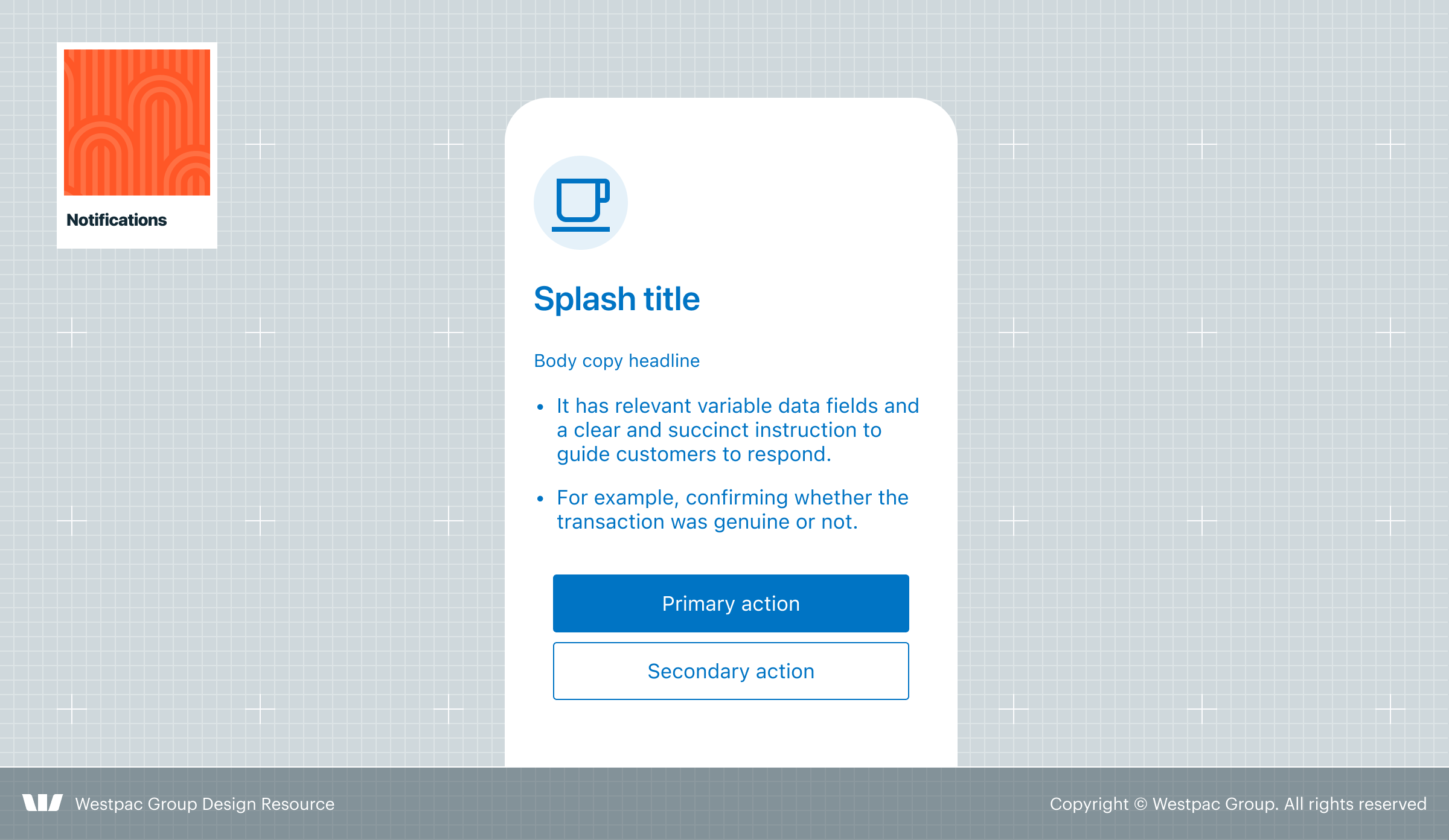 Stylised illustration of a splash notification screen on mobile.