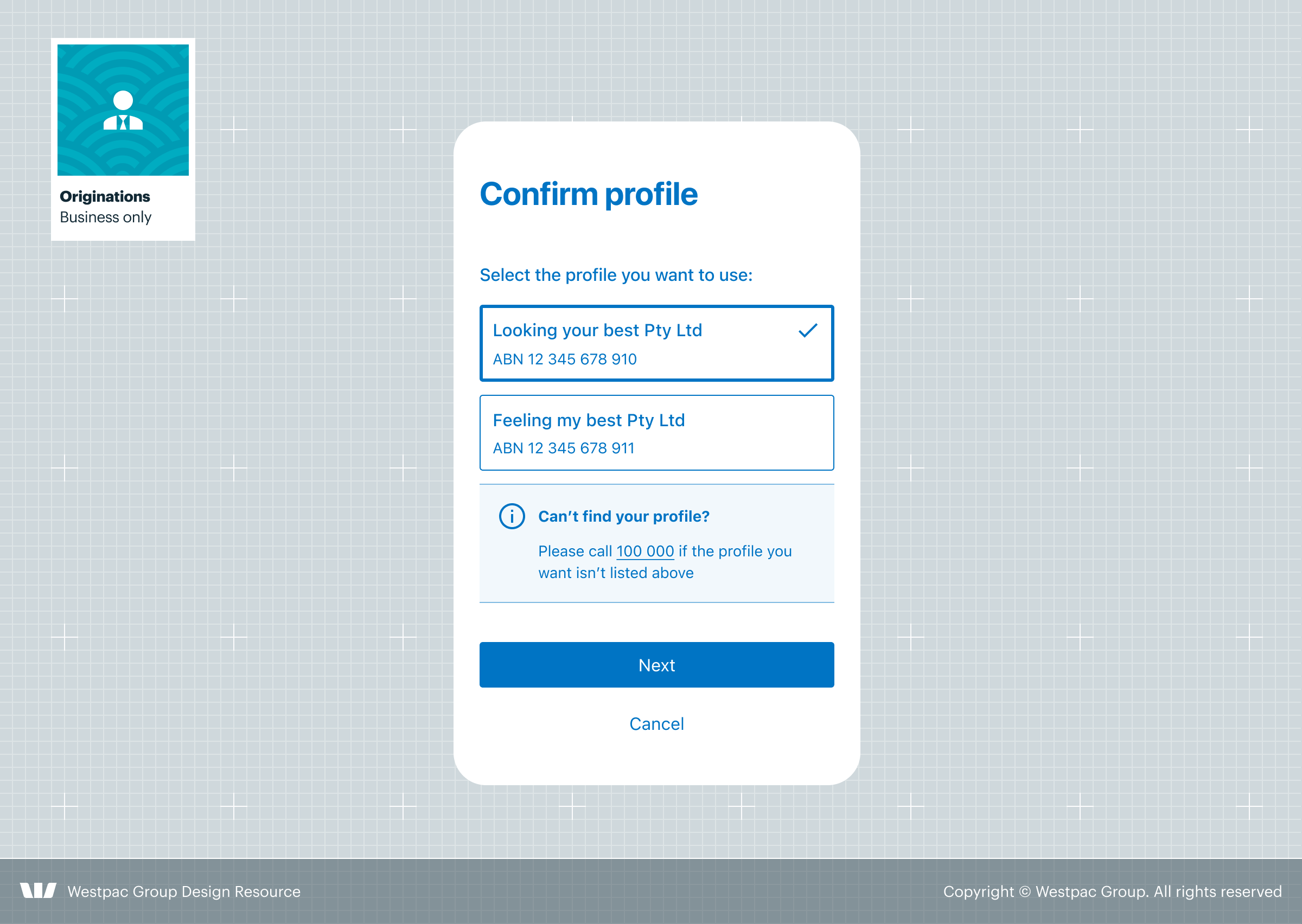 Stylised illustration of the confirm profile pattern.