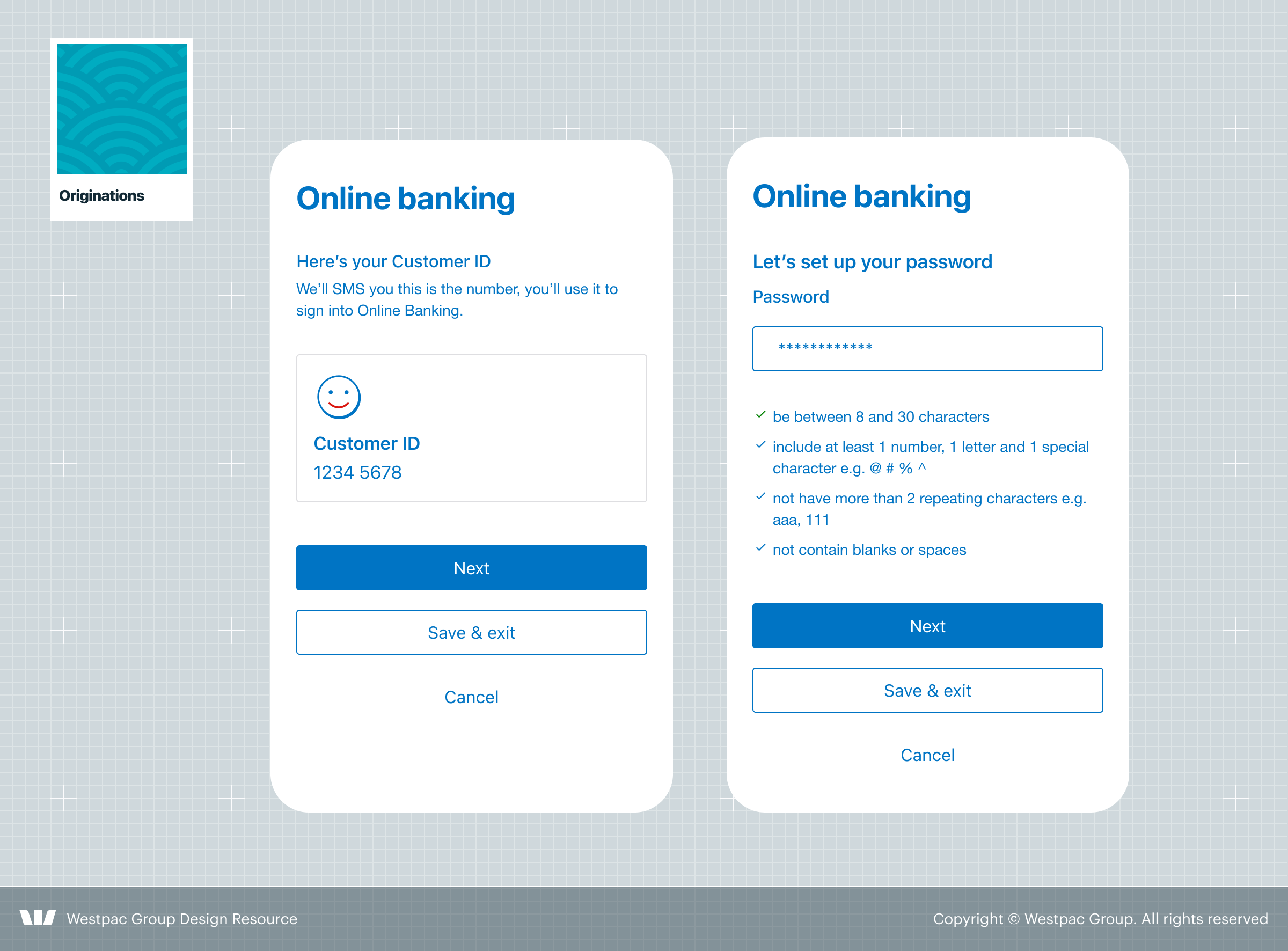 Stylised illustration of the setup online banking pattern.