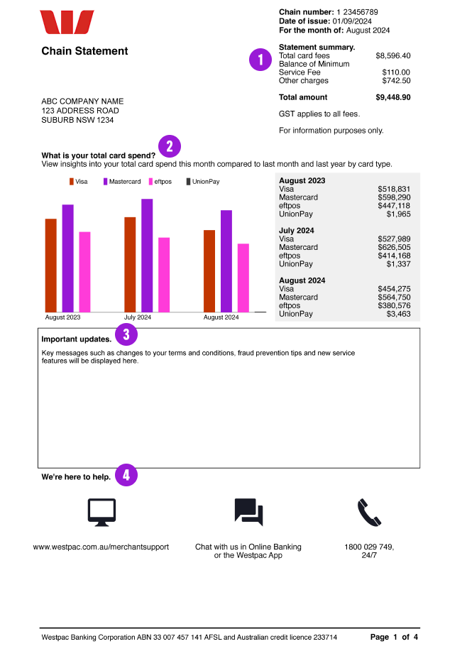 Sample chain or headquarter statement tab tax invoice page 1