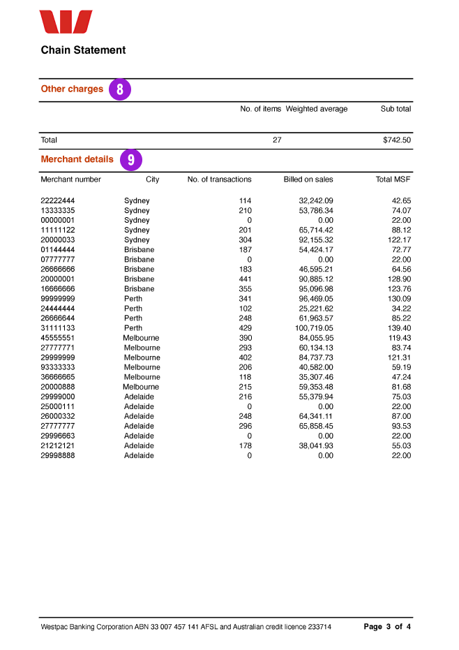 Sample chain or headquarter statement tab tax invoice page 3