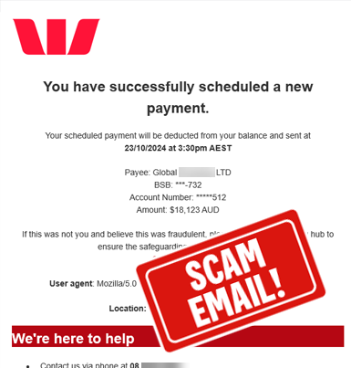 Image of scam email